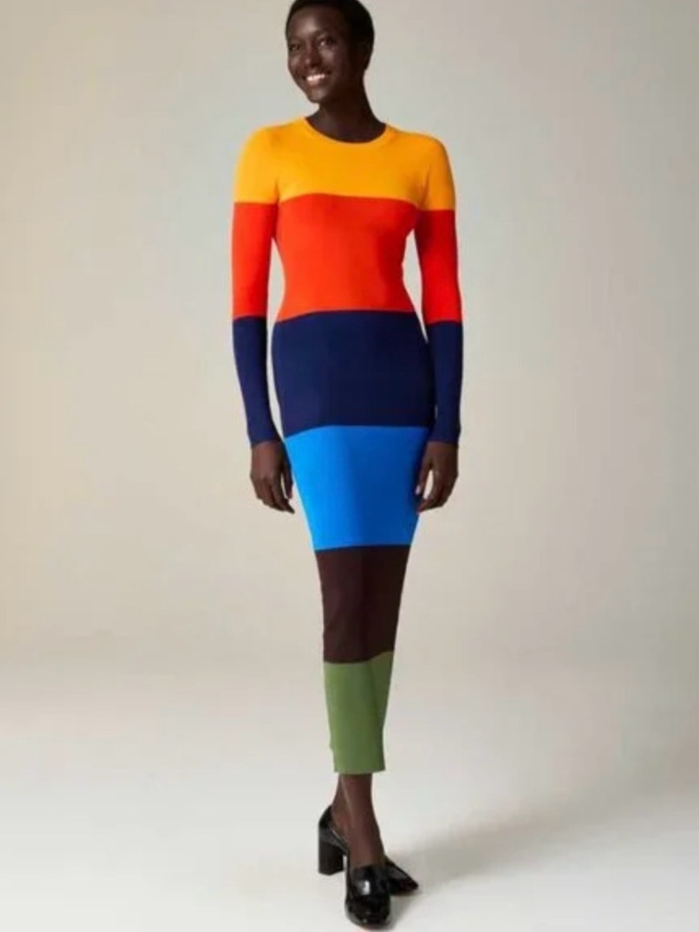 J.Crew x Christopher John Rodgers Colorblock Long-Sleeve Knit Dress in Multi
